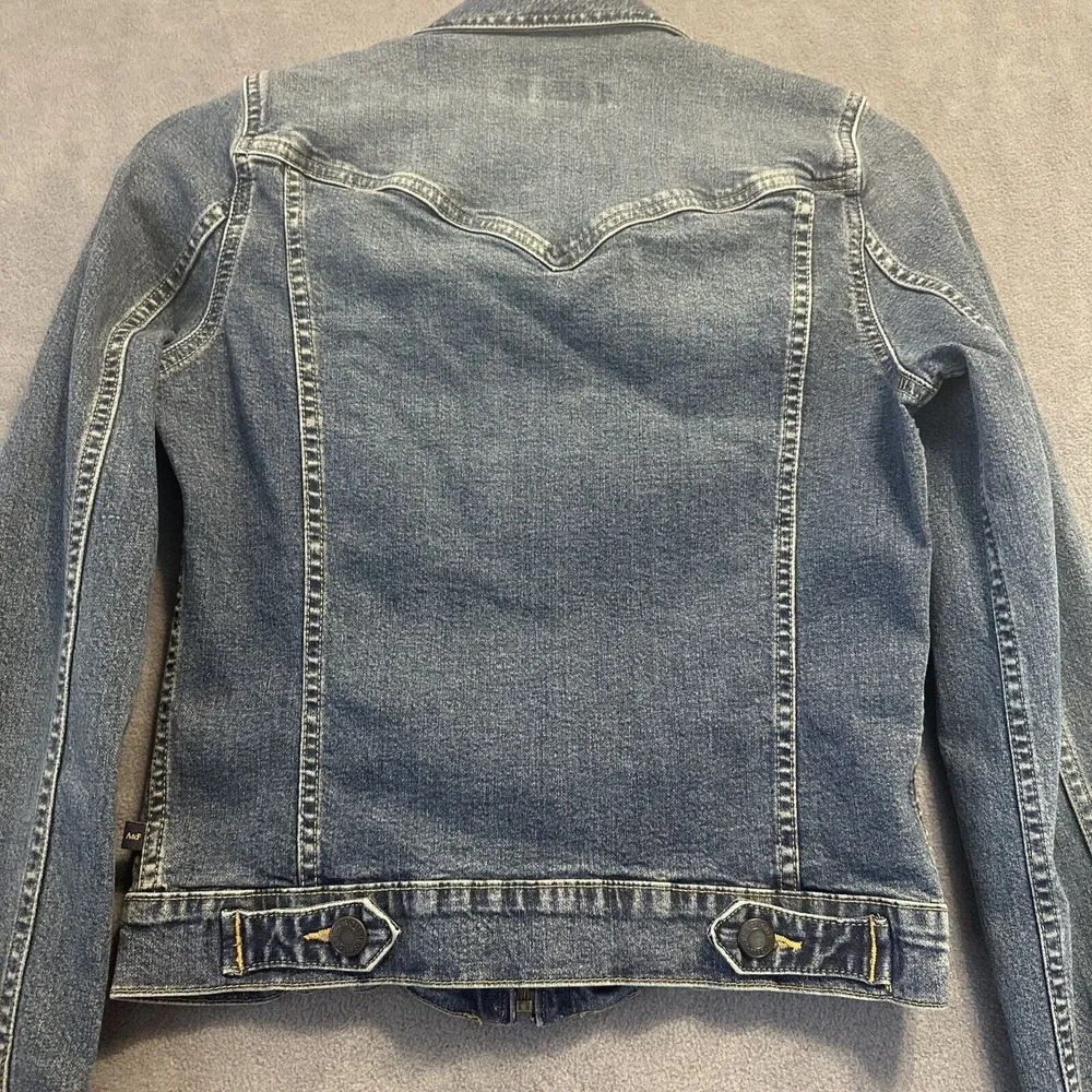 Abercrombie & Fitch Denim Jacket Womens Size Small Zip Up Blue Jean Y2K - Picture 4 of 8